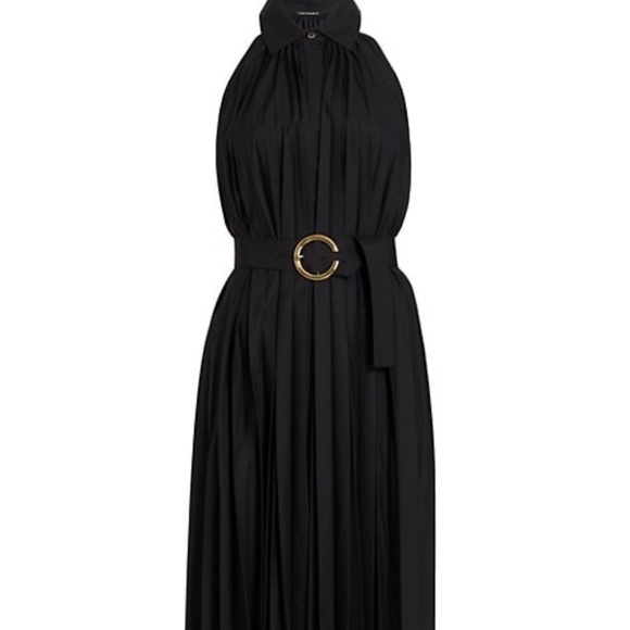 Elie Tahari Pleated Fit & Flare Belted Halter Midi-Dress - Picture 5 of 16